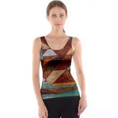 Turquoise And Bronze Triangle Design With Copper Tank Top by digitaldivadesigns