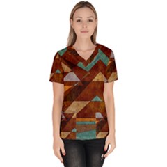 Turquoise And Bronze Triangle Design With Copper Scrub Top by digitaldivadesigns