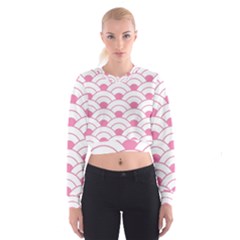 Art Deco Shell Pink White Cropped Sweatshirt by NouveauDesign