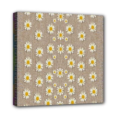 Star Fall Of Fantasy Flowers On Pearl Lace Mini Canvas 8  X 8  by pepitasart