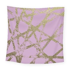Modern,abstract,hand Painted, Gold Lines, Pink,decorative,contemporary,pattern,elegant,beautiful Square Tapestry (large) by NouveauDesign