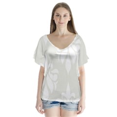 Fleur De Lis V-neck Flutter Sleeve Top by NouveauDesign