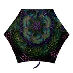 Oz The Great With Technicolor Fractal Rainbow Mini Folding Umbrellas by jayaprime