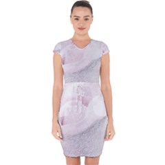 Rose Pink Flower  Floral Pencil Drawing Art Capsleeve Drawstring Dress  by picsaspassion