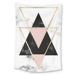 Triangles,gold,black,pink,marbles,collage,modern,trendy,cute,decorative, Large Tapestry by NouveauDesign