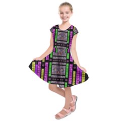 This Is A Cartoon Circle Mouse Kids  Short Sleeve Dress by pepitasart