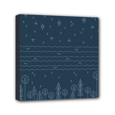 Rain Hill Tree Waves Sky Water Mini Canvas 6  X 6  by Mariart