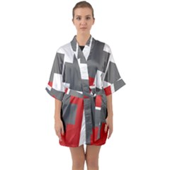 Cross Abstract Shape Line Quarter Sleeve Kimono Robe by Celenk