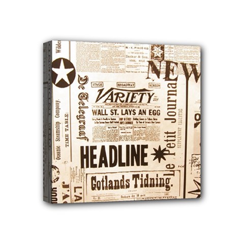 Vintage Newspapers Headline Typography Mini Canvas 4  X 4  by yoursparklingshop