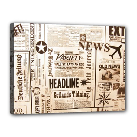 Vintage Newspapers Headline Typography Canvas 16  X 12  by yoursparklingshop