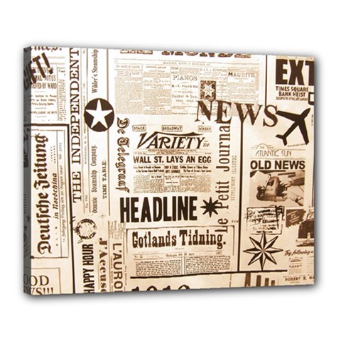 Vintage Newspapers Headline Typography Canvas 20  X 16  by yoursparklingshop
