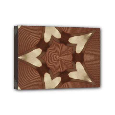 Chocolate Brown Kaleidoscope Design Star Mini Canvas 7  X 5  by yoursparklingshop