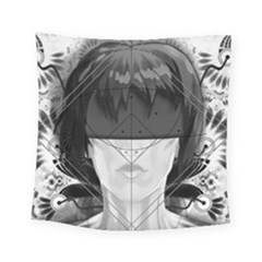 Beautiful Bnw Fractal Feathers For Major Motoko Square Tapestry (small) by jayaprime