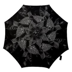 Black And White Leaves Photo Hook Handle Umbrellas (large) by dflcprintsclothing