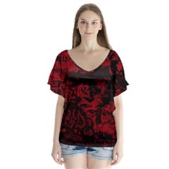 Graffiti V-neck Flutter Sleeve Top by ValentinaDesign