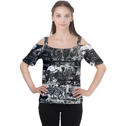 Graffiti Cutout Shoulder Tee by ValentinaDesign