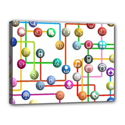 Icon Media Social Network Canvas 16  X 12  by Celenk