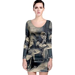 The Birth Of Christ Long Sleeve Bodycon Dress by Valentinaart