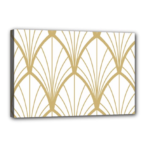 Art Deco, Beautiful,fan Pattern, Gold,white,vintage,1920 Era, Elegant,chic,vintage Canvas 18  X 12  by NouveauDesign