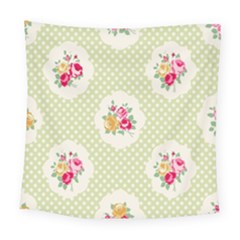 Green Shabby Chic Square Tapestry (large) by NouveauDesign