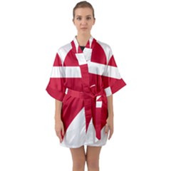 Heart Love Flag Denmark Red Cross Quarter Sleeve Kimono Robe by Celenk