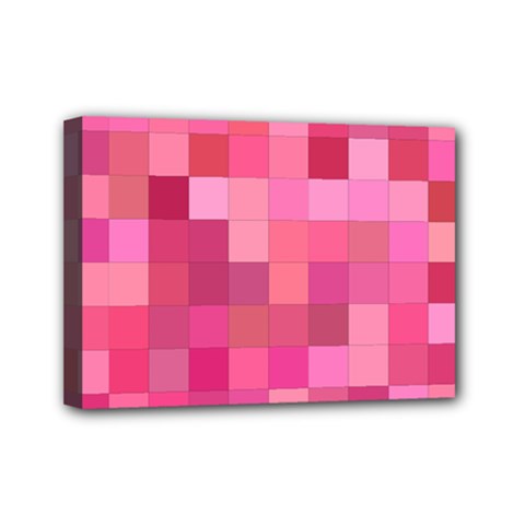 Pink Square Background Color Mosaic Mini Canvas 7  X 5  by Celenk