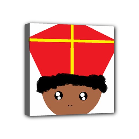 Cutieful Kids Art Funny Zwarte Piet Friend Of St  Nicholas Wearing His Miter Mini Canvas 4  X 4  by yoursparklingshop