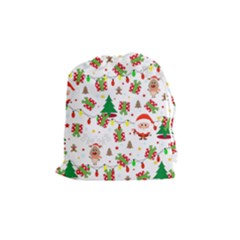 Santa And Rudolph Pattern Drawstring Pouches (medium)  by Valentinaart