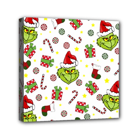 Grinch Pattern Mini Canvas 6  X 6  by Valentinaart