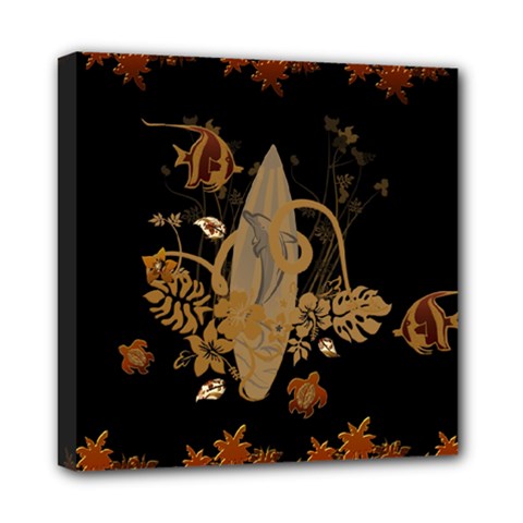 Hawaiian, Tropical Design With Surfboard Mini Canvas 8  X 8  by FantasyWorld7
