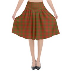 Classic Christmas Red And Green Houndstooth Check Pattern Flared Midi Skirt by PodArtist