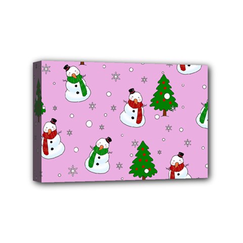 Snowman Pattern Mini Canvas 6  X 4  by Valentinaart
