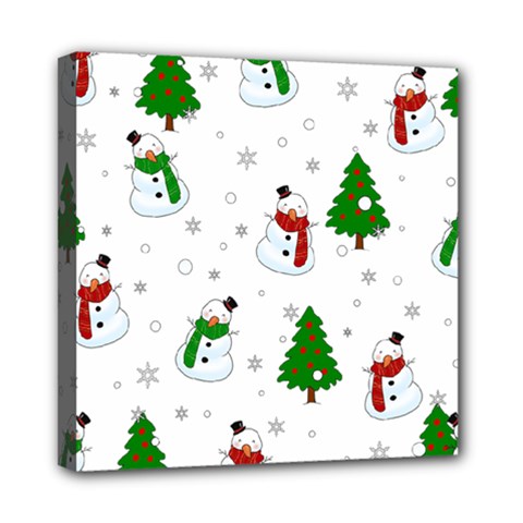 Snowman Pattern Mini Canvas 8  X 8  by Valentinaart