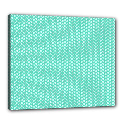 Tiffany Aqua Blue With White Lipstick Kisses Canvas 24  X 20  by PodArtist