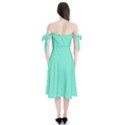 White Polkadot Hearts on Tiffany Aqua Blue  Shoulder Tie Bardot Midi Dress View2