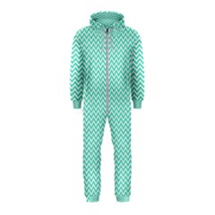 Tiffany Aqua Blue Chevron Zig Zag Hooded Jumpsuit (kids) by PodArtist