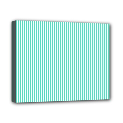 Classy Tiffany Aqua Blue Sailor Stripes Canvas 10  X 8  by PodArtist