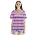 Pattern V-Neck Flutter Sleeve Top View1
