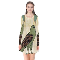 Egyptian Paper Papyrus Bird Flare Dress by Celenk