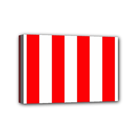 Wide Red And White Christmas Cabana Stripes Mini Canvas 6  X 4  by PodArtist