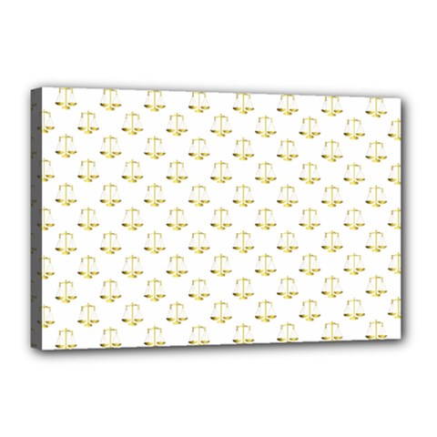 Gold Scales Of Justice On White Repeat Pattern All Over Print Canvas 18  X 12  by PodArtist