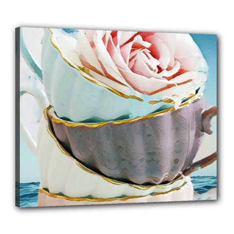 Tea Cups Canvas 24  X 20  by NouveauDesign