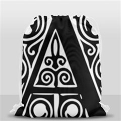 Alphabet Calligraphy Font A Letter Drawstring Bag (small) by Celenk