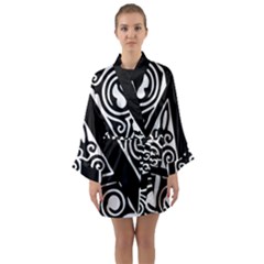 Alphabet Calligraphy Font A Letter Long Sleeve Kimono Robe by Celenk