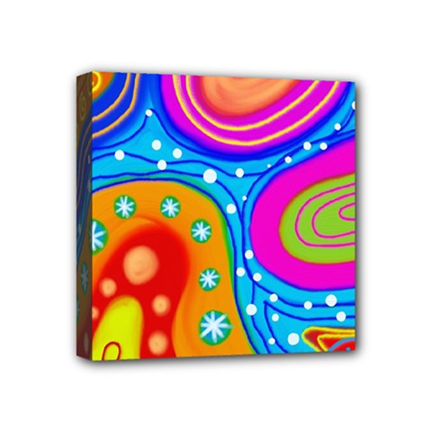 Abstract Pattern Painting Shapes Mini Canvas 4  X 4  by Celenk