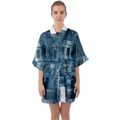 Church Stone Rock Building Quarter Sleeve Kimono Robe by Celenk