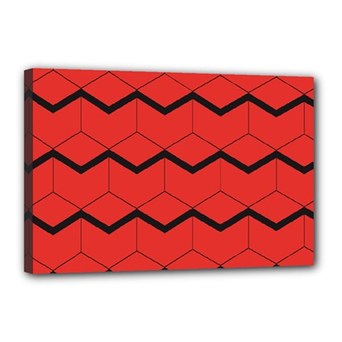 Red Box Pattern Canvas 18  X 12  by berwies