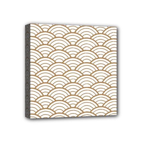 Art Deco,japanese Fan Pattern, Gold,white,vintage,chic,elegant,beautiful,shell Pattern, Modern,trendy Mini Canvas 4  X 4  by NouveauDesign