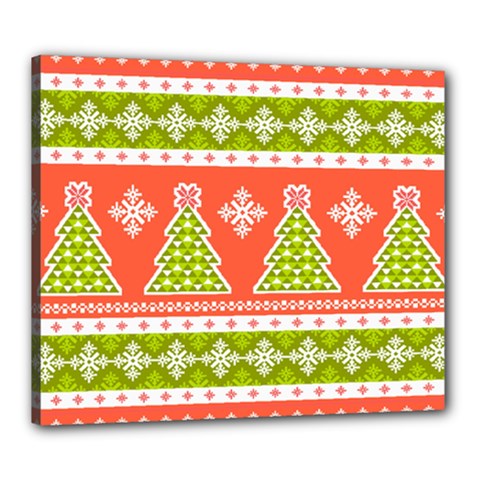 Christmas Tree Ugly Sweater Pattern Canvas 24  X 20  by allthingseveryone
