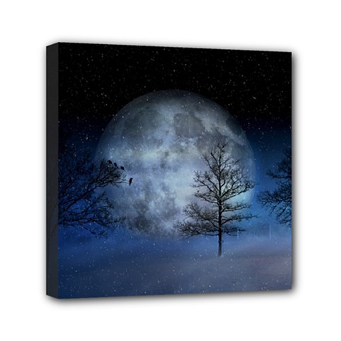 Winter Wintry Moon Christmas Snow Mini Canvas 6  X 6  by Celenk